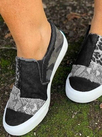 MODEGEIST Damen Slip-On Sneakers Komfort Schmerzlindernd Canvas