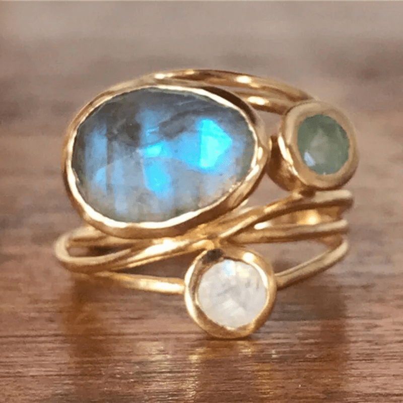 MODEGEIST Damen Kristall Gold Ring Elegantes Design