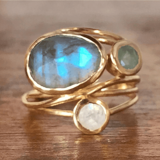 MODEGEIST Damen Kristall Gold Ring Elegantes Design