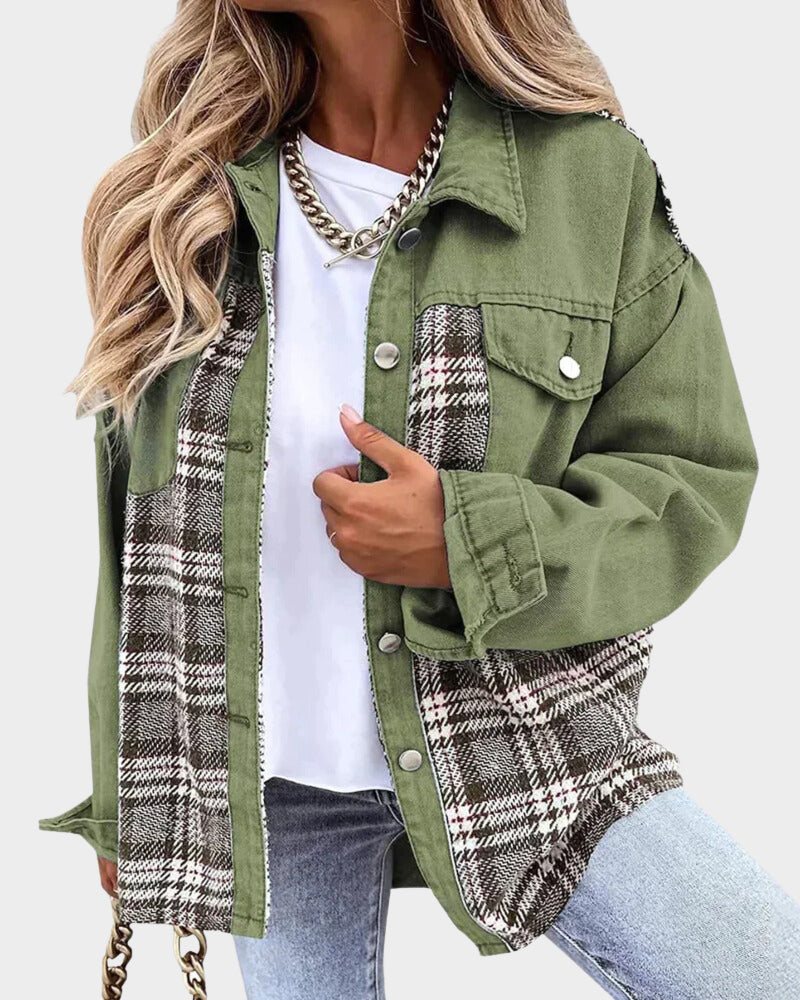 ModeGeist | Lässige Jacke mit Karodetails Baumwolle Lässig, Stilvoll
