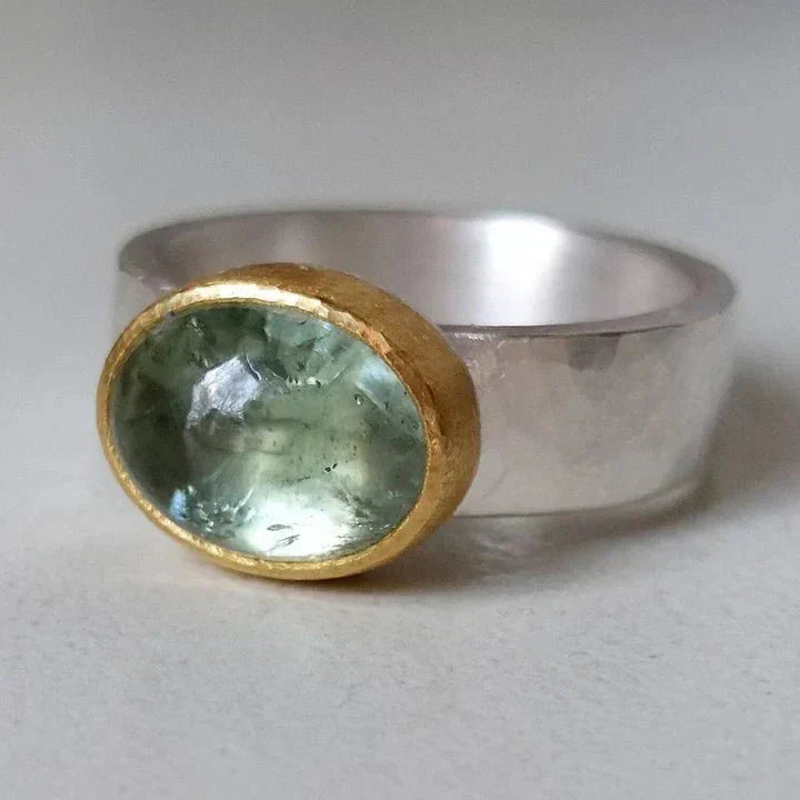 MODEGEIST Damen Vintage Ring Runder Stein Einzigartig Robust