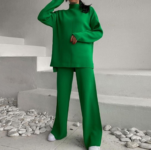 ModeGeist | Übergröße Damen Loungewear Satz mit Weitem Bein