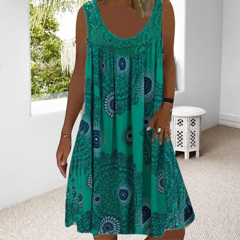 MODEGEIST Damen Sommerkleid Ärmellos Leicht Viskose Midi-Kleid