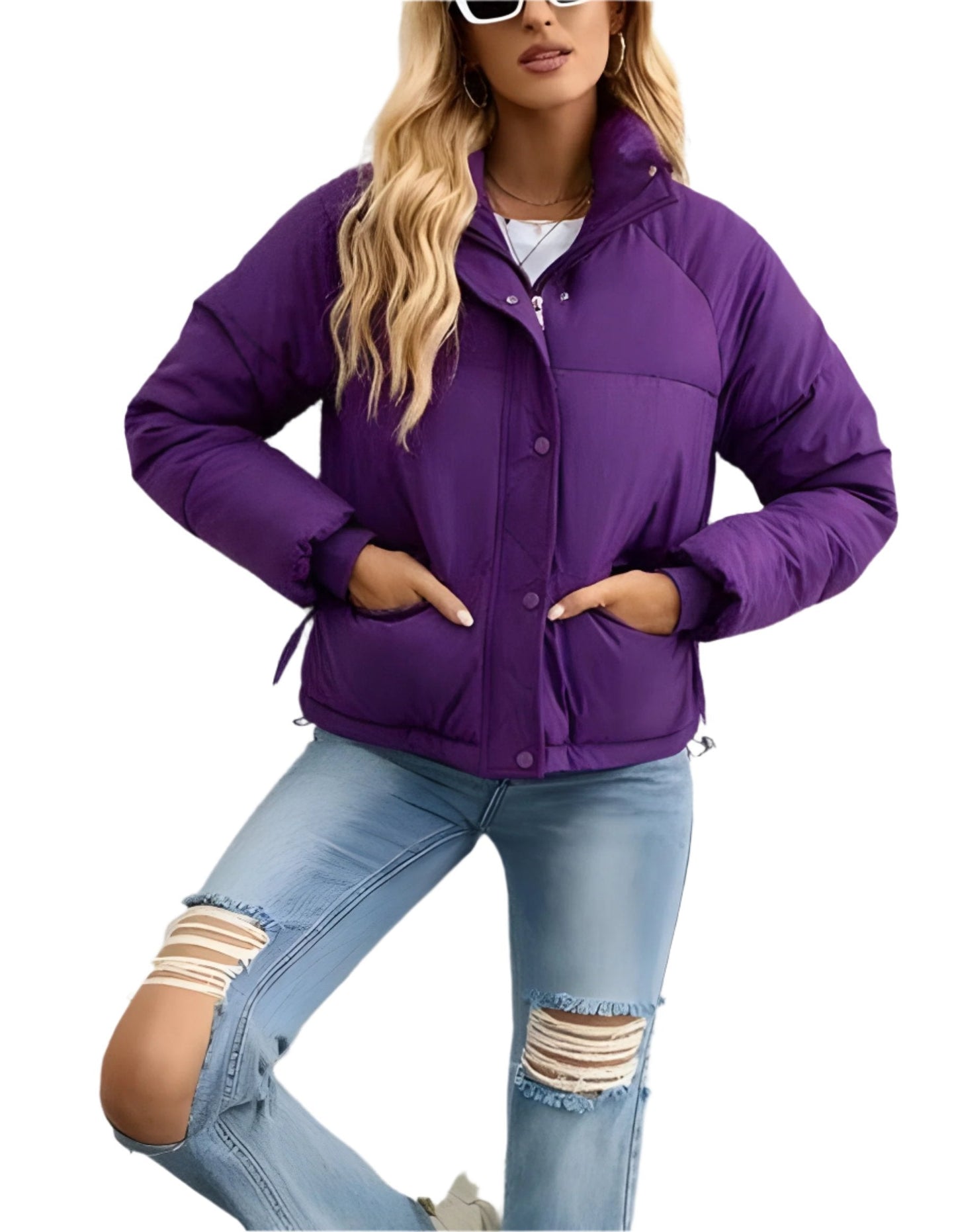 ModeGeist | Warme Damen Pufferjacke mit Reißverschluss und Hohem Kragen