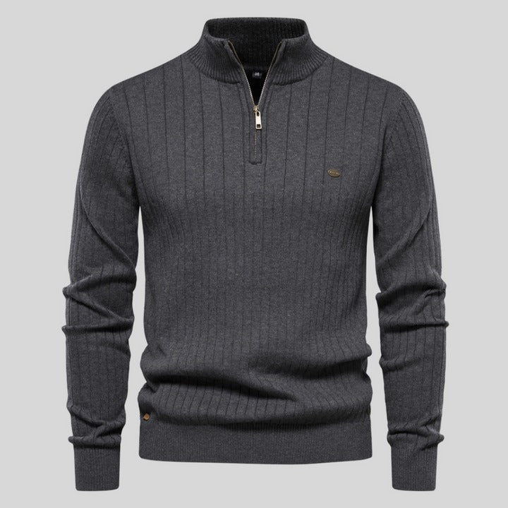 ModeGeist | Strickpullover mit Half-zip Wollmischung Warm, Klassisch
