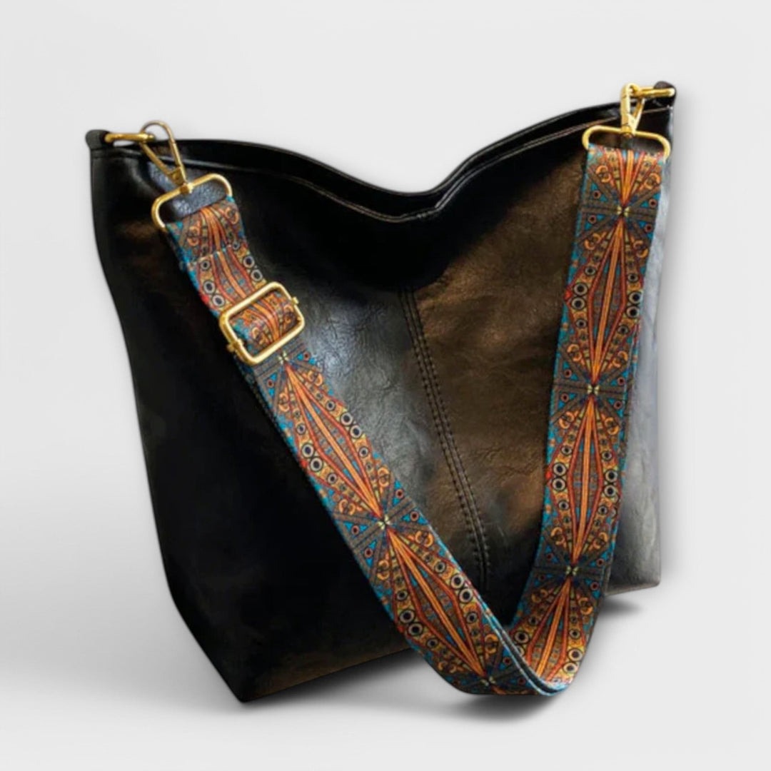 Große Tasche Fabienne mit gemustertem Riemen