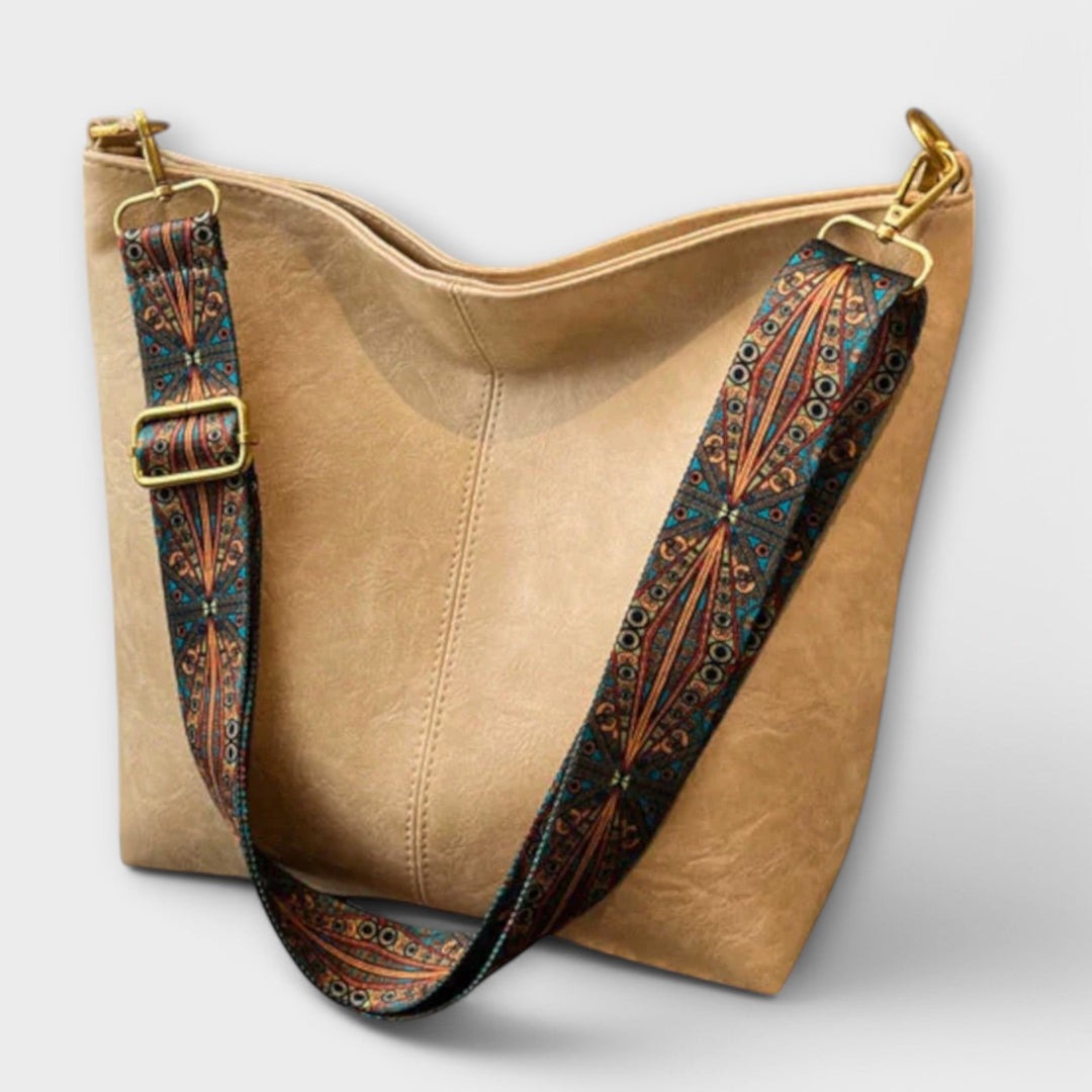 Große Tasche Fabienne mit gemustertem Riemen