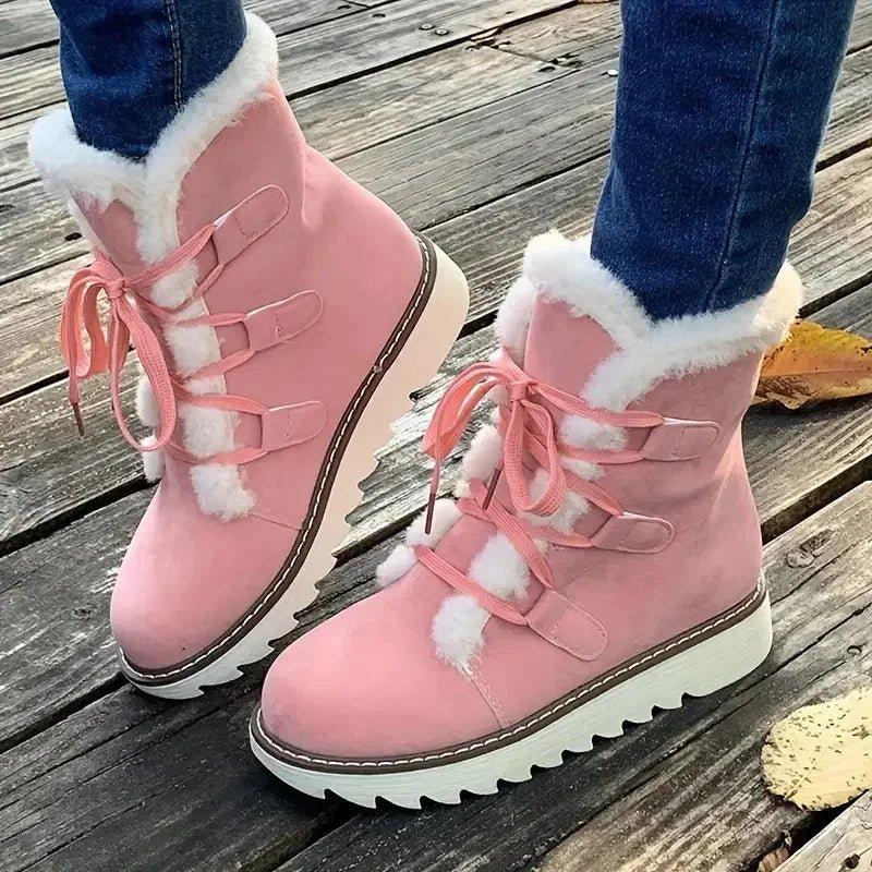 MODEGEIST Damen Winterstiefel Plüschfutter Robuste-Sohle