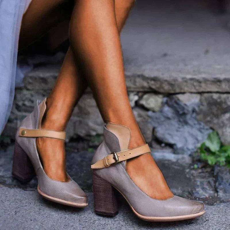 MODEGEIST Damen Absatz-Sandalen Riemchen Verstellbare Schnalle Elegante Pumps