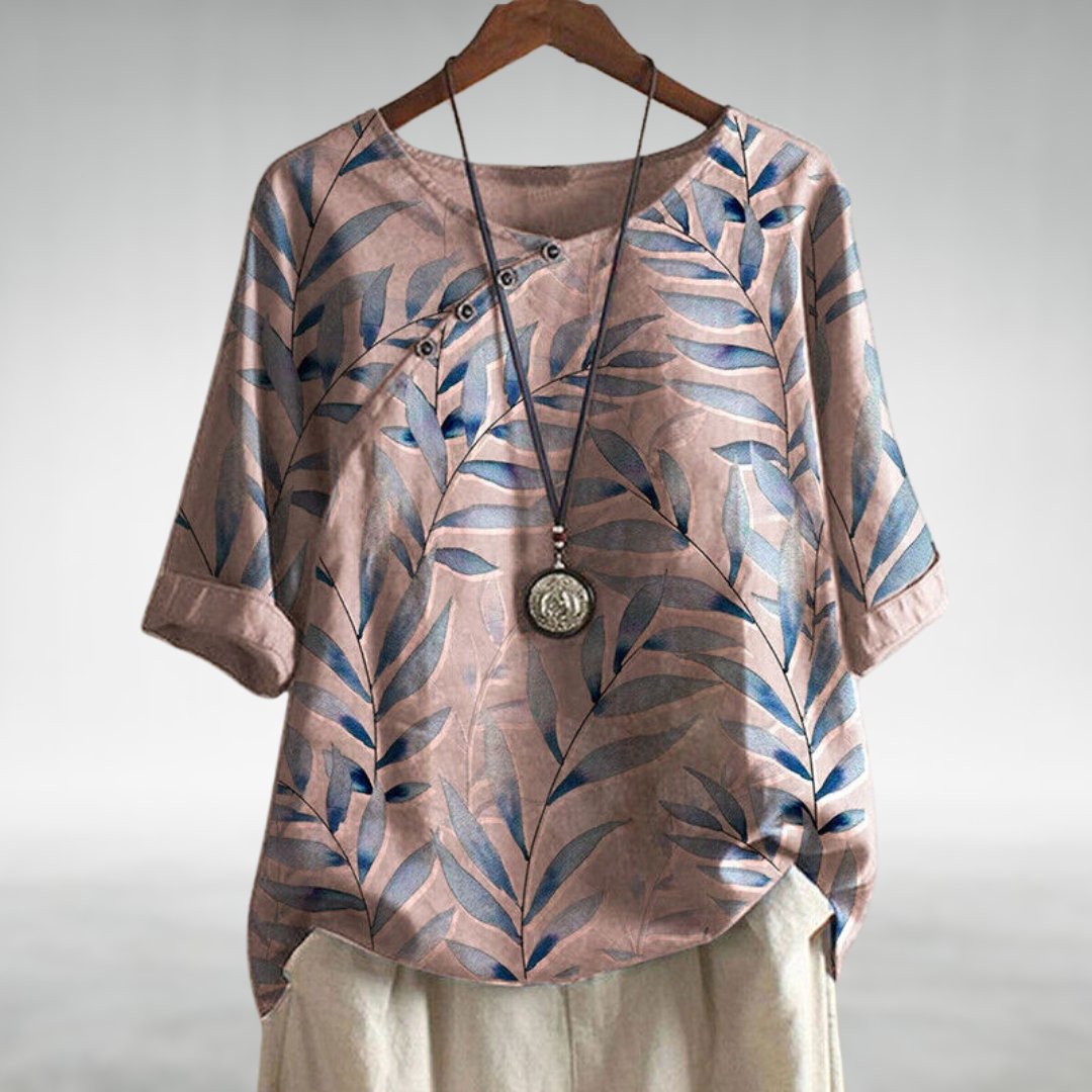 MODEGEIST Damen Bluse Blumenmuster Asymmetrisch Viskose Casual