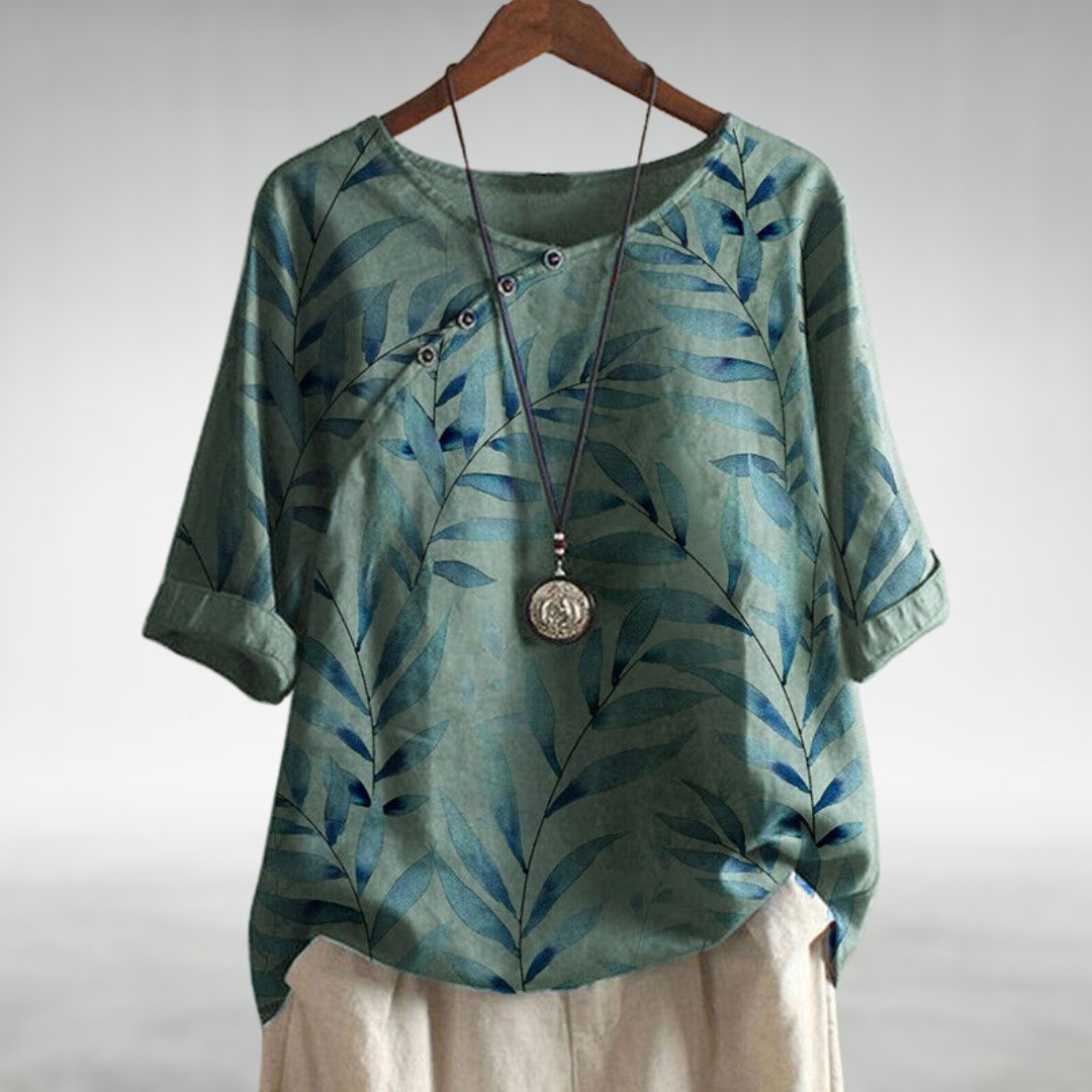 MODEGEIST Damen Bluse Blumenmuster Asymmetrisch Viskose Casual