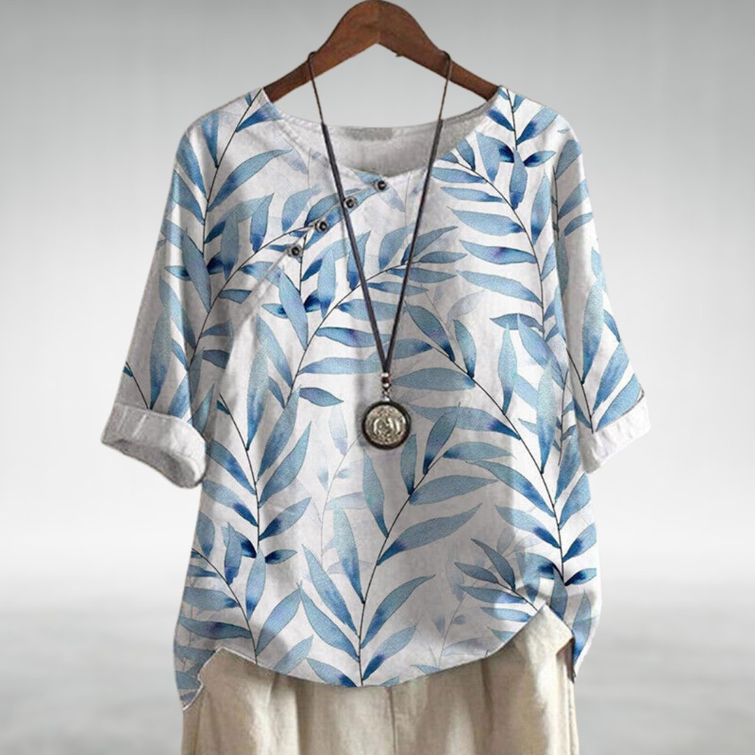 MODEGEIST Damen Bluse Blumenmuster Asymmetrisch Viskose Casual