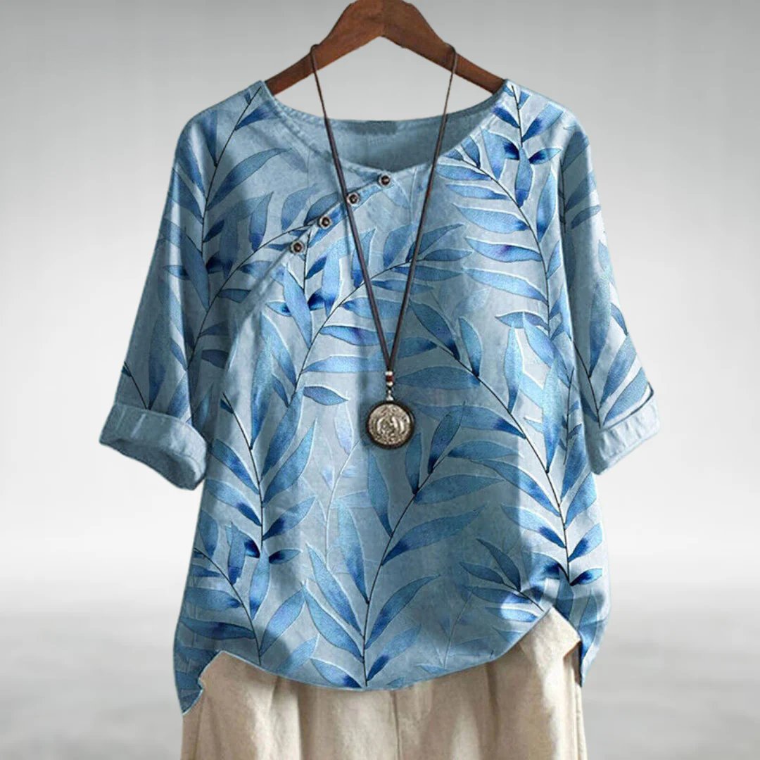 MODEGEIST Damen Bluse Blumenmuster Asymmetrisch Viskose