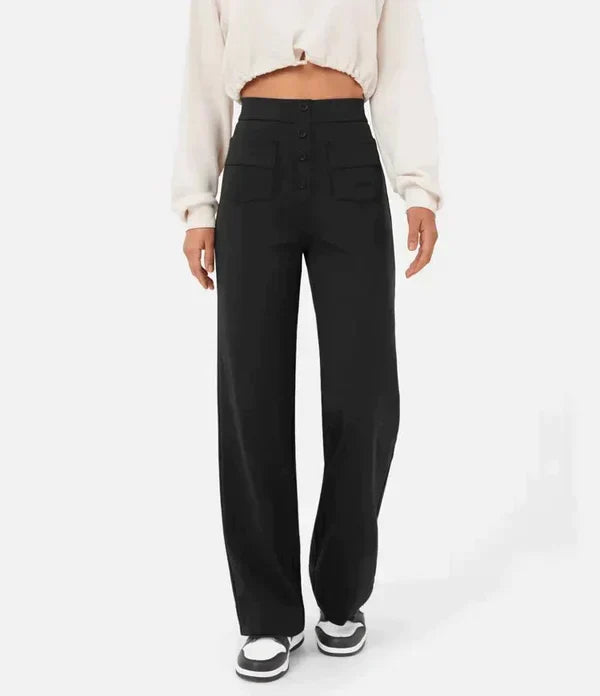 Elastische Hosen mit Rosenmuster