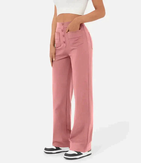 Elastische Hosen mit Rosenmuster