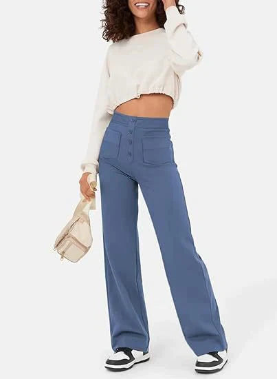 Elastische Hosen mit Rosenmuster