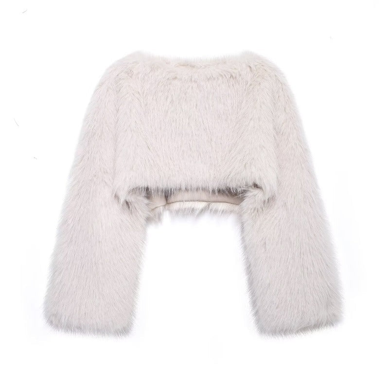 ModeGeist | Kunstfell Pullover mit Weiten Ärmeln für Damen