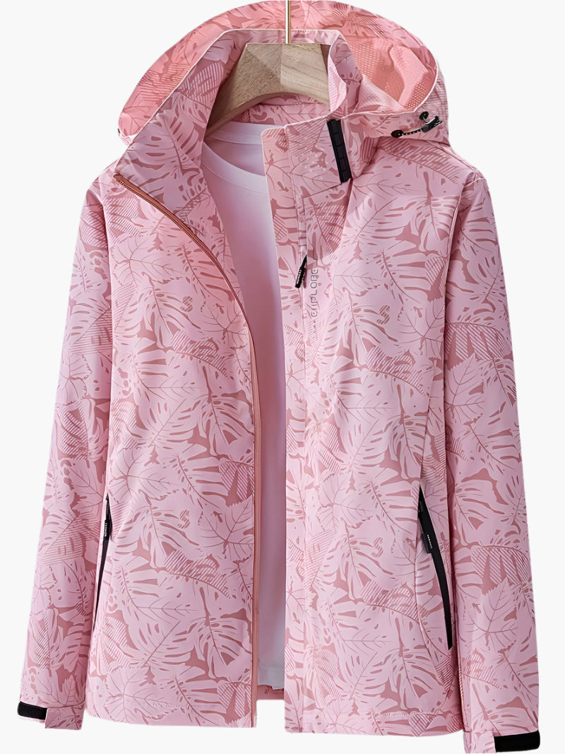 ModeGeist | Kapuzenjacke mit Blättermuster für Damen - Herbst