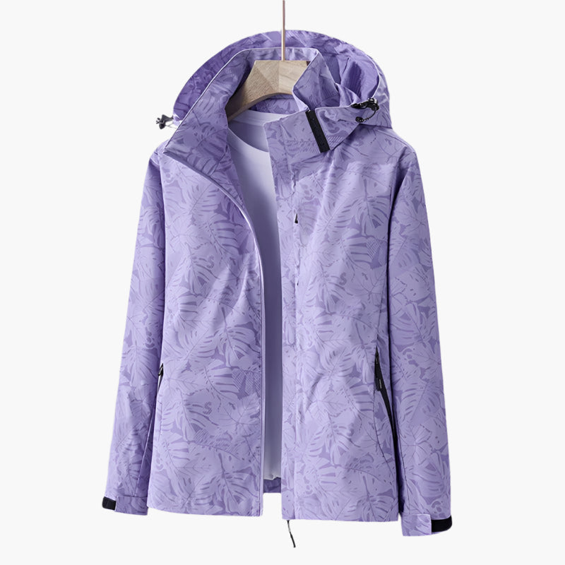 ModeGeist | Kapuzenjacke mit Blättermuster für Damen - Herbst