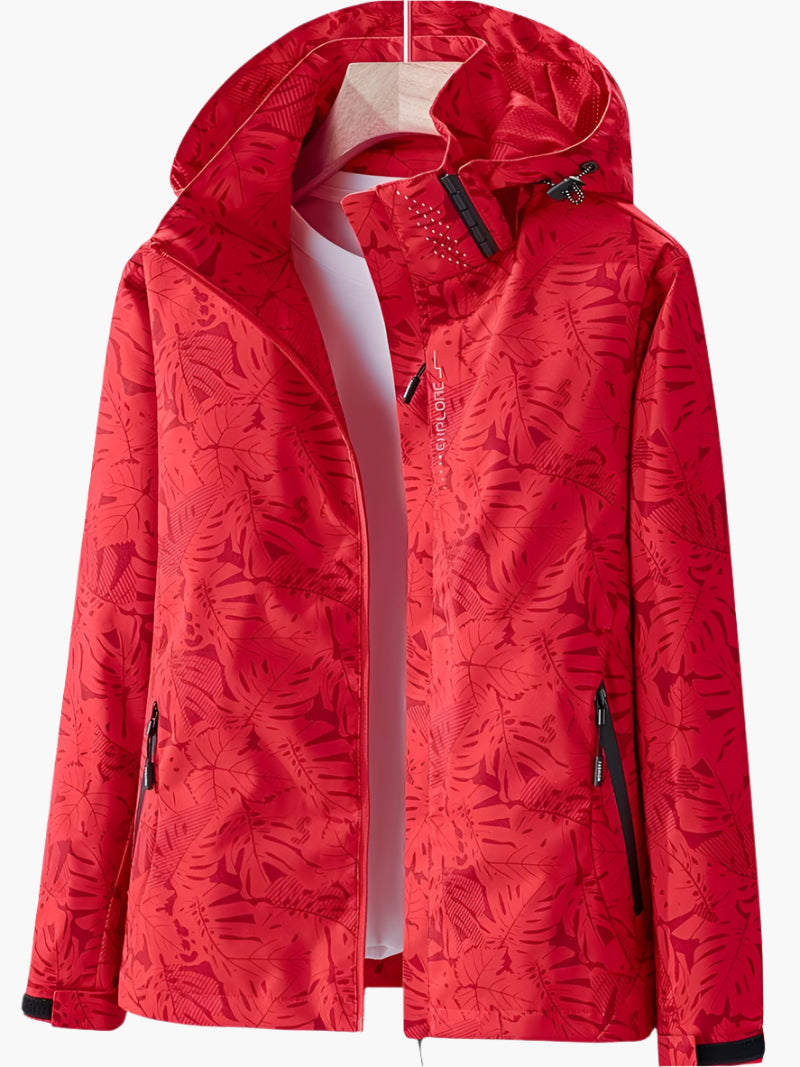 ModeGeist | Kapuzenjacke mit Blättermuster für Damen - Herbst