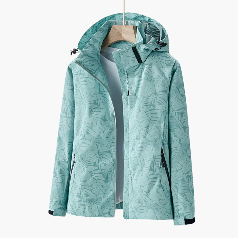 ModeGeist | Kapuzenjacke mit Blättermuster für Damen - Herbst