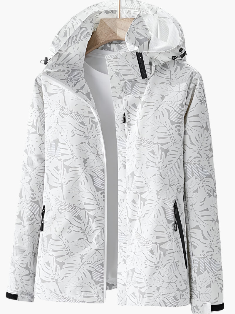 ModeGeist | Kapuzenjacke mit Blättermuster für Damen - Herbst