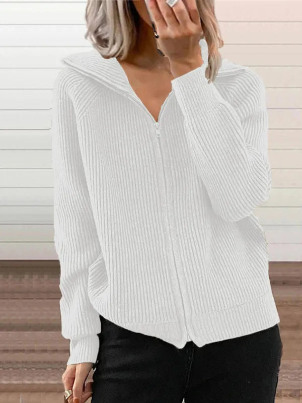 ModeGeist | Rippstrick-cardigan mit Reißverschluss Weich und Stilvoll Perfekt für Schichten
