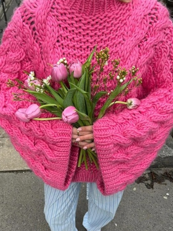 ModeGeist | Strick mit Weitem Ärmel und Rundhalsausschnitt für Frauen Komfort für Herbst und Winter