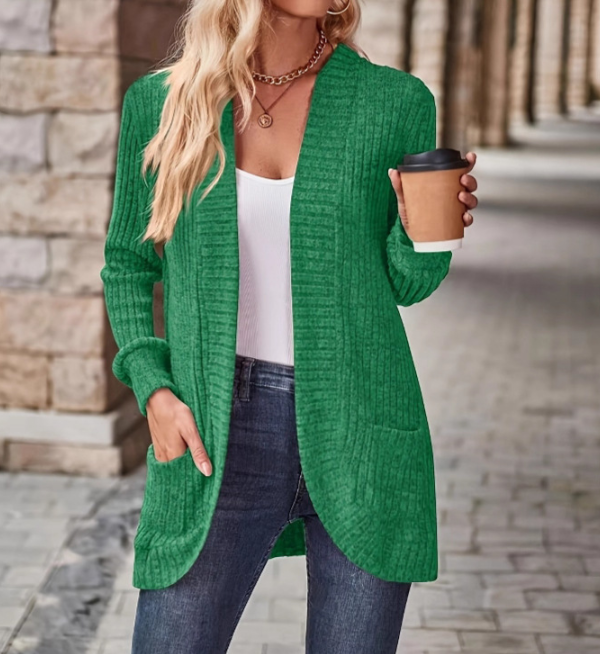 ModeGeist | Cardigan - Damen Herbst Freizeit Fleece Strickjacke