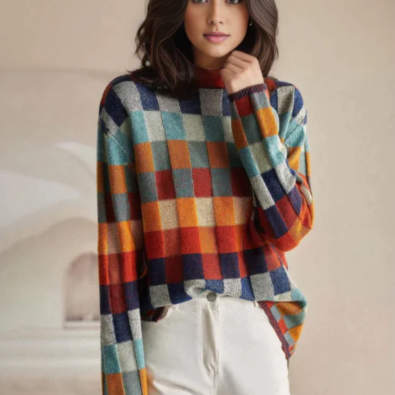 ModeGeist | Patchwork-Rollkragenpullover