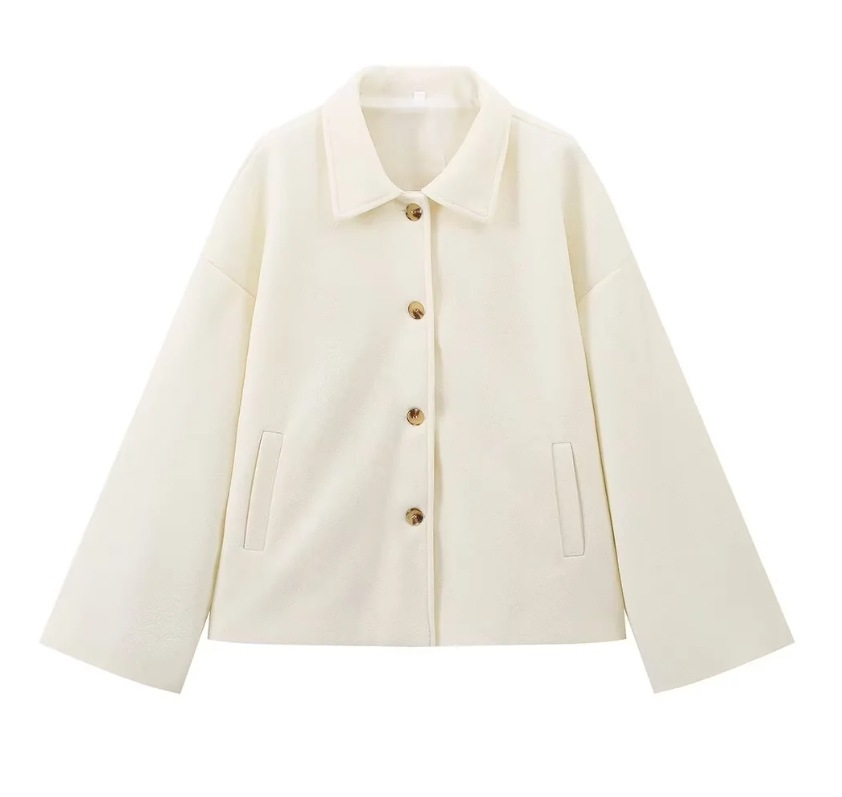 ModeGeist | Wolljacke mit Knöpfen Wollmischung Elegant und Warm