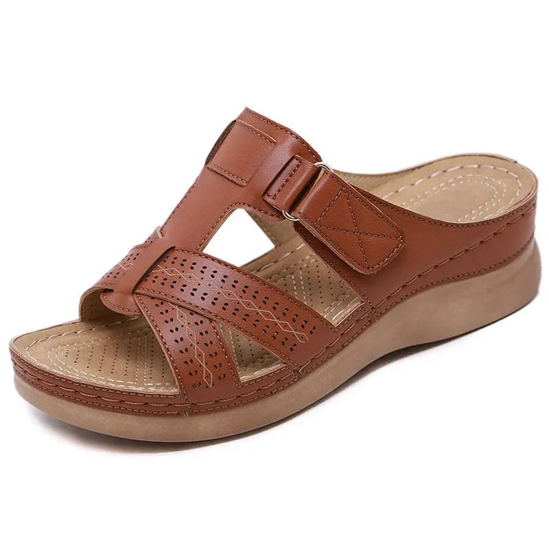 MODEGEIST Damen Sandalen Verstellbare Riemen Gepolsterte Sohle Beige