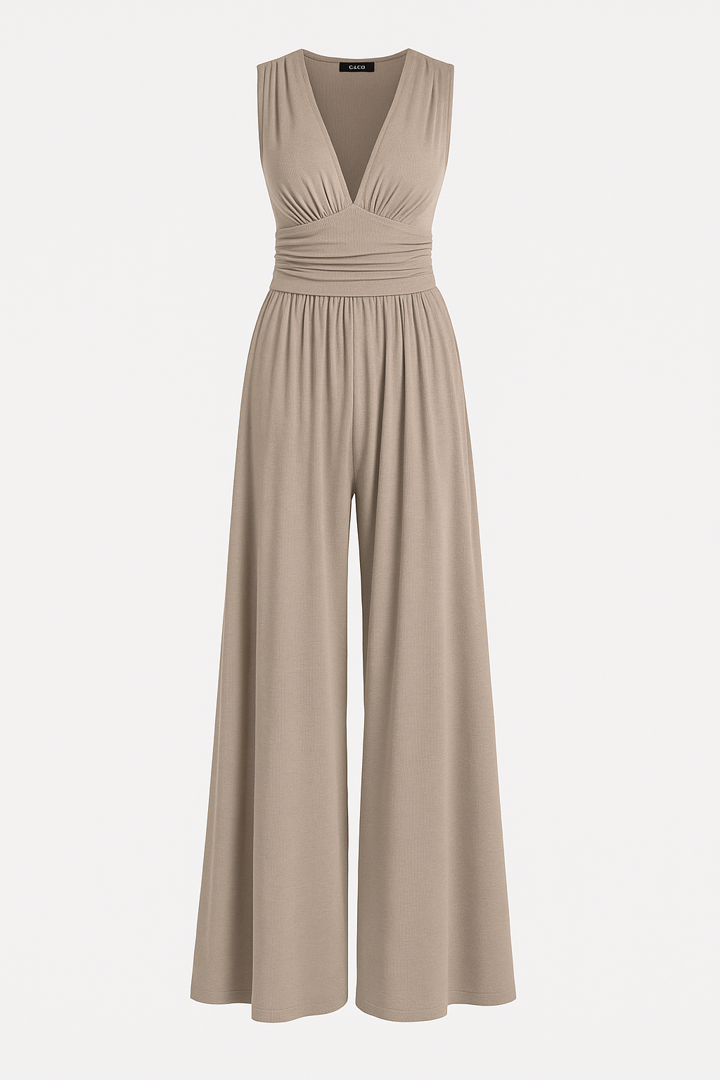 MODEGEIST Damen Wide-Leg Overall Stretch-Stoff Ärmellos Relaxed-Fit