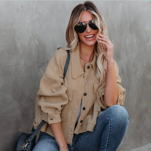 ModeGeist | Lässige Kurze Jacke Baumwolle Leicht und Trendy