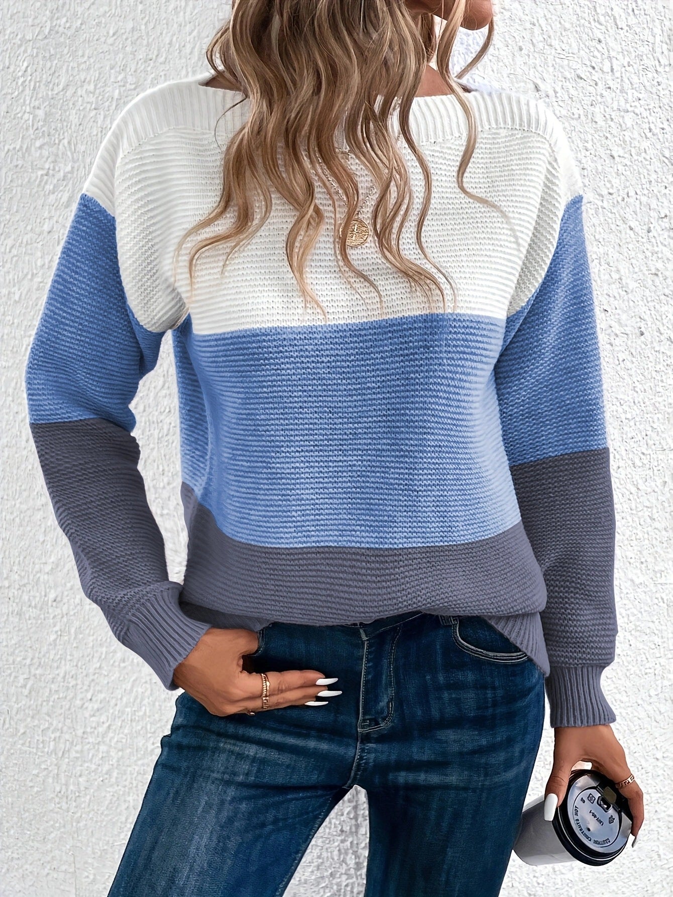 ModeGeist | Blockstreifen Strickpullover Weicher Komfort Lässiger Stil