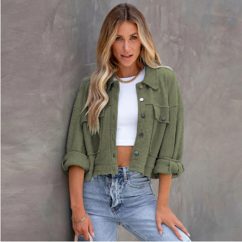 ModeGeist | Lässige Kurze Jacke Baumwolle Leicht und Trendy