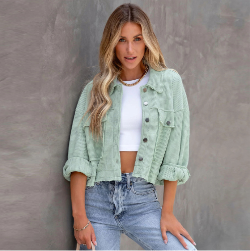 ModeGeist | Lässige Kurze Jacke Baumwolle Leicht und Trendy