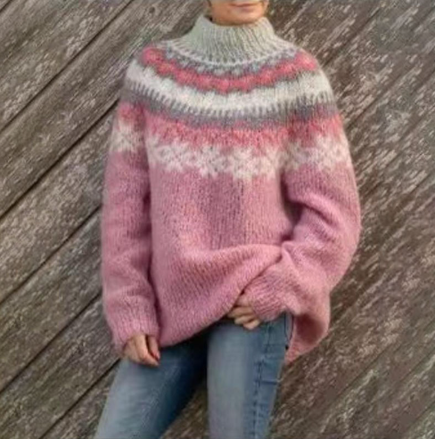 Damenpullover im klassischen Fair-Isle-Strickmuster