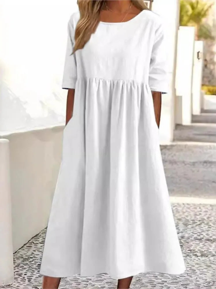 MODEGEIST Damen Frühlings-Kleid Fließend Blumenmuster A-Linie