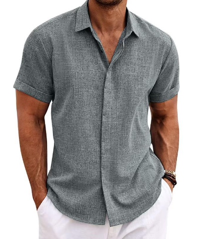 Veganes Kurzarmhemd aus Mikrofaser von Fudus