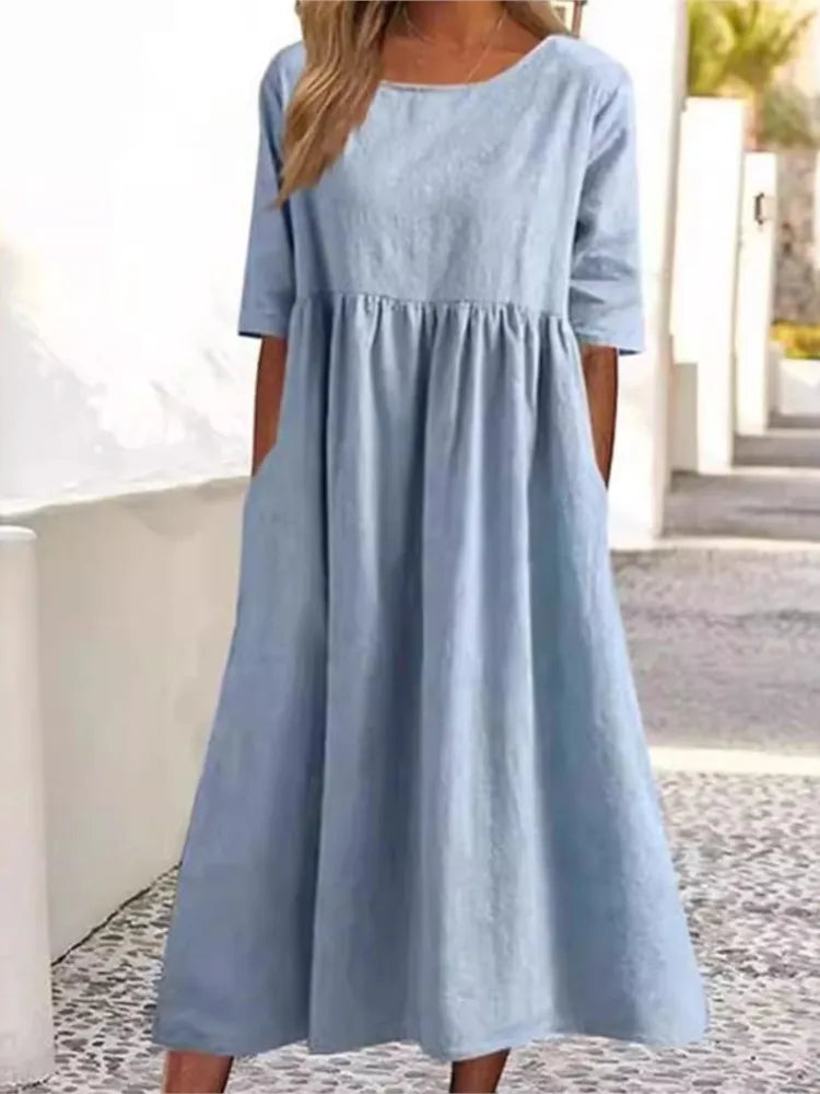 MODEGEIST Damen Frühlings-Kleid Fließend Blumenmuster A-Linie