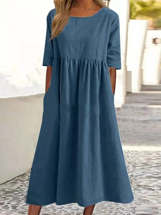 MODEGEIST Damen Frühlings-Kleid Fließend Blumenmuster A-Linie