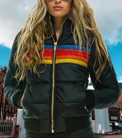ModeGeist | Damen Retro Colorblock Steppjacke