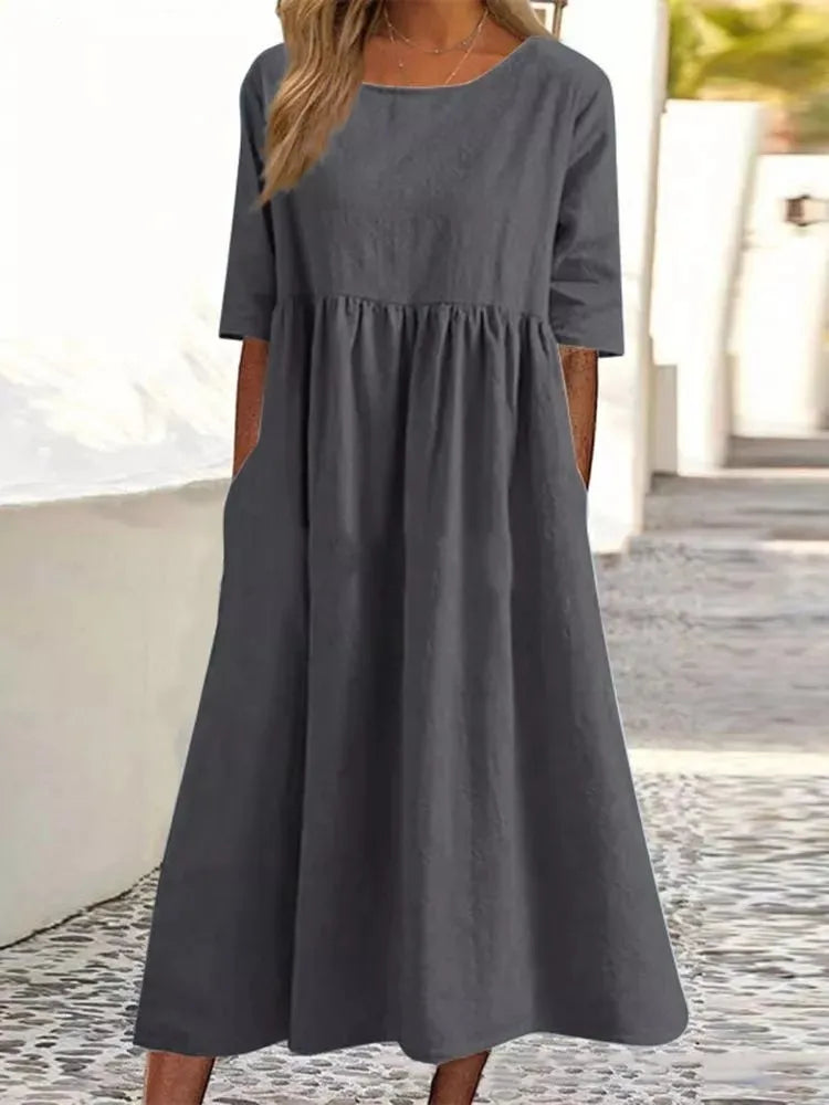 MODEGEIST Damen Frühlings-Kleid Fließend Blumenmuster A-Linie