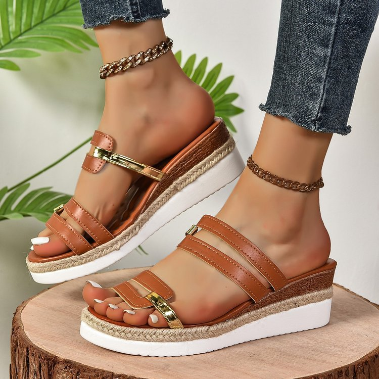 MODEGEIST Damen Plateau-Sandalen Strass Verstellbar Sommer