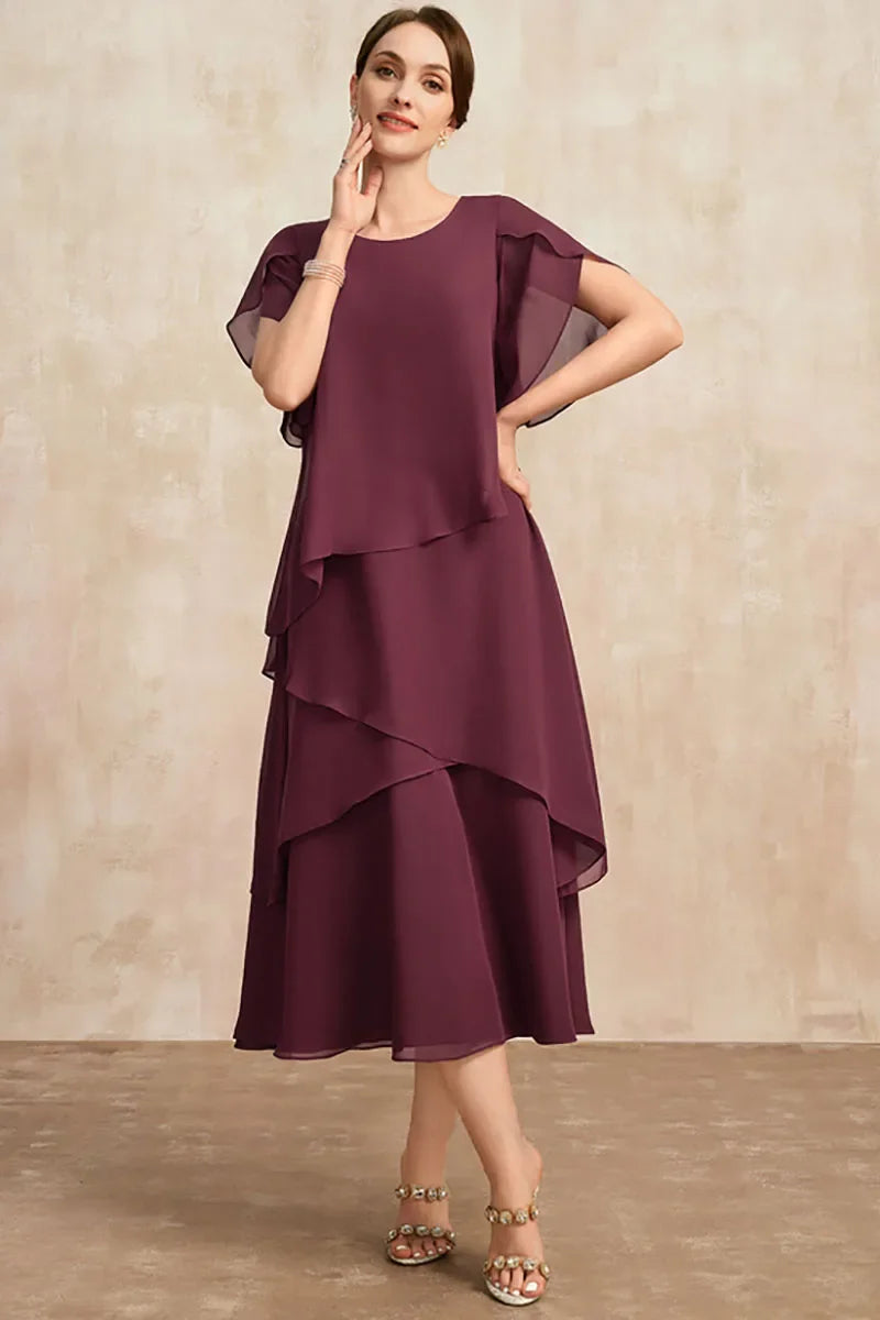 MODEGEIST Damen Chiffon-Kleid Fließend Leichtgewicht Elegante Silhouette