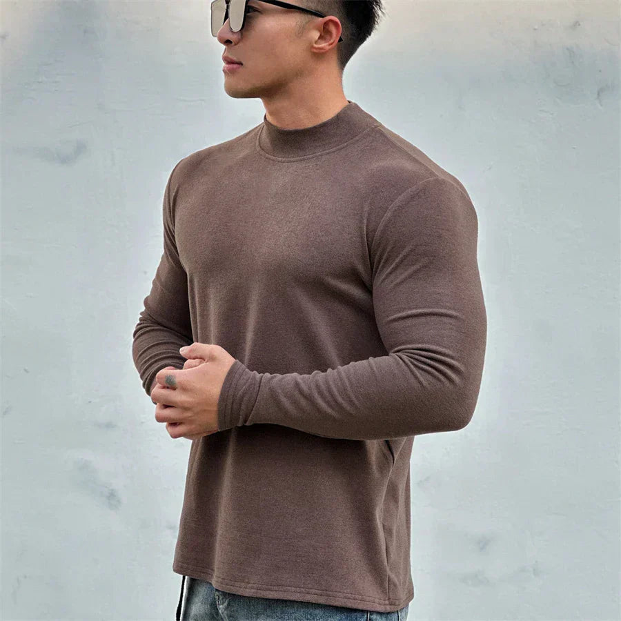 Herren Langarm-Rollkragenhemd in Slim Fit von Ari
