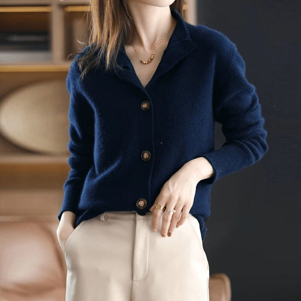 ModeGeist | Cardigan - Damen weicher Knopf-Cardigan