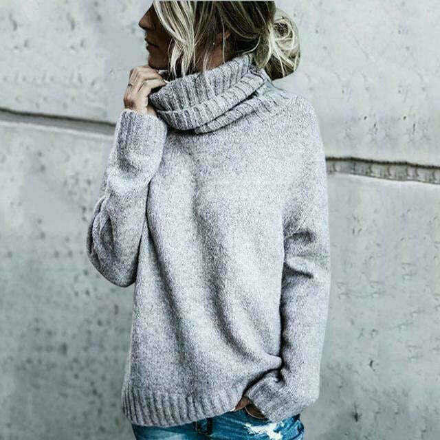 ModeGeist | Pullover - Damen Herbst Übergröße Strick Rollkragenpullover