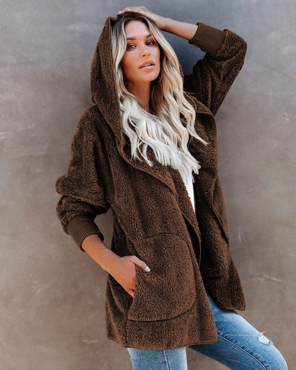 ModeGeist | Bequeme Übergrößen Damen Teddyweste Mit Kapuze